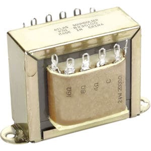 Metallic audio transformer with multiple connectors.