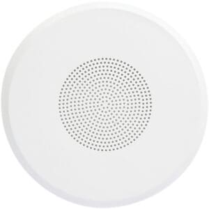 Round white ceiling-mounted smoke detector.