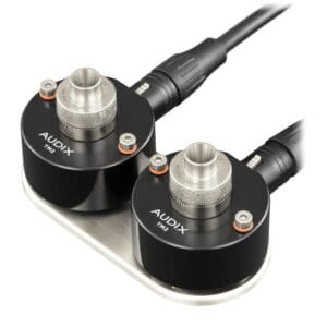 Dual Audix TM2 microphone mounts with cables.