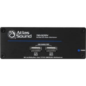 Atlas Sound power distribution panel front view.