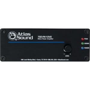 Atlas Sound TSD-PA10VG power amplifier front panel.