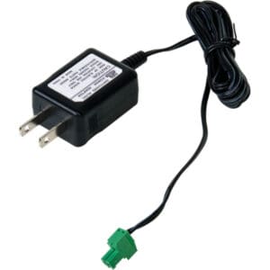 Power adapter with green connector and cord.