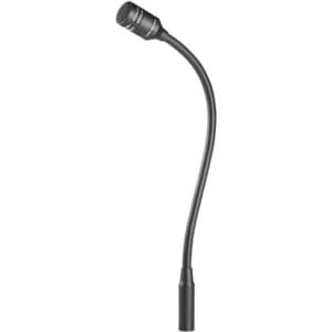 Flexible gooseneck microphone with black finish.