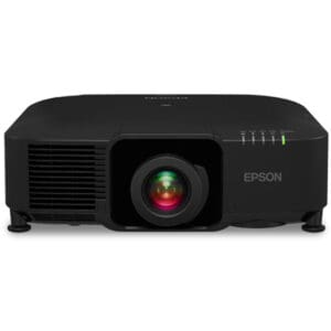 Black Epson projector with lens centered.