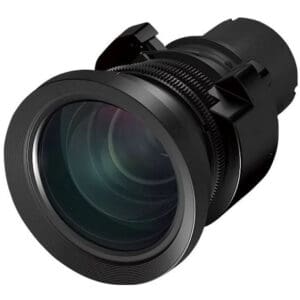 Camera lens with black exterior and glass elements.