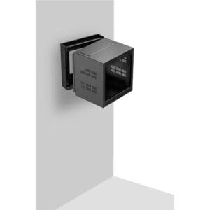 Black wall-mounted cabinet with ventilation slots.