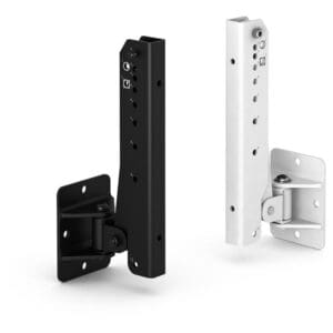 Black and white metal mounting brackets.