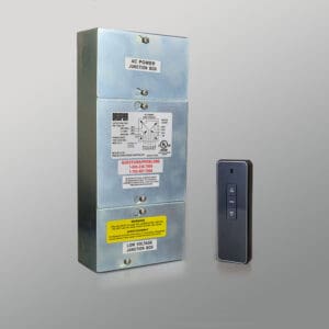 Metallic junction box with remote control.