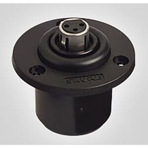 Microphone flange mount with connector socket.