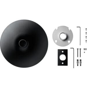 Ceiling mount kit with various hardware components.