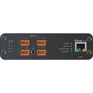 Audio network interface panel with multiple outputs.