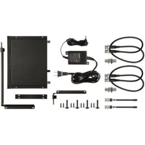 Audio equipment components and accessories set.