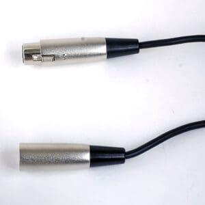 XLR audio cable connectors on white background.