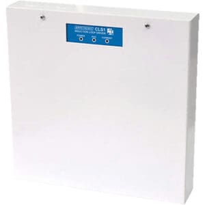 White induction loop driver with blue label.