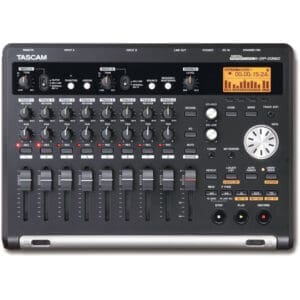 TASCAM digital multitrack recorder with display screen.