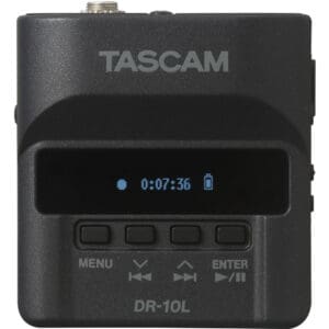 TASCAM DR-10L audio recorder front view.