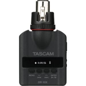 TASCAM DR-10X audio recorder, front view.