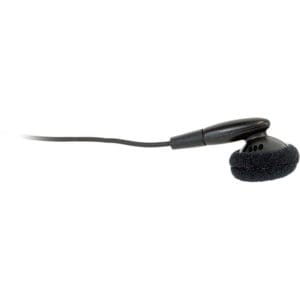 Black wired earbud with foam cover.
