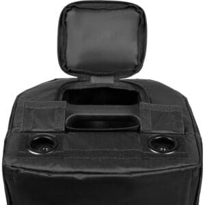 Black carrying bag with open lid.