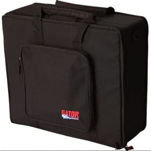 Black carrying case with front pocket and handle.