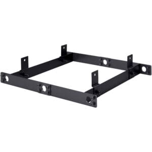 Black metal bracket with mounting holes.