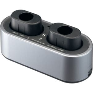 Dual battery charger with two slots.