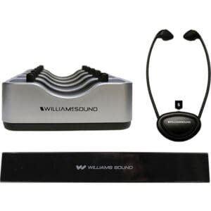 Williams Sound headphones and charging station.