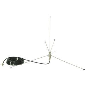 Antenna with cable and multiple rods.