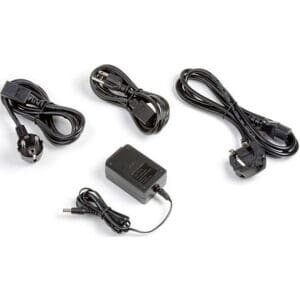 Power adapter and three electrical cords.