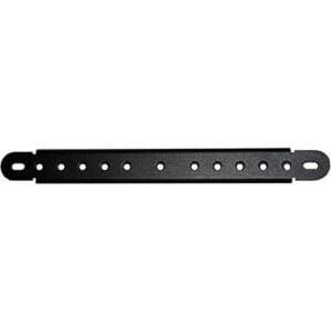Black metal strip with round holes.