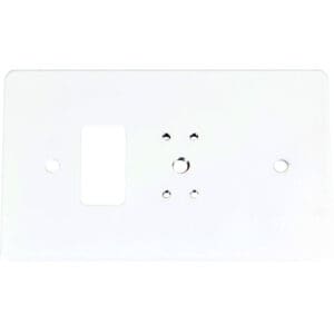 Blank white wall plate with multiple holes.