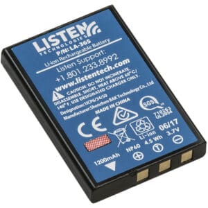 Rechargeable lithium-ion battery with blue label.
