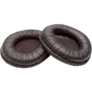 Black replacement ear pads for headphones.