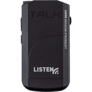 Black ListenTalk receiver device front view.