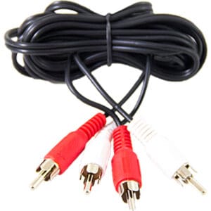 RCA audio cables with red and white connectors.