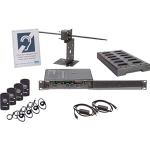 Assistive listening device system components displayed.