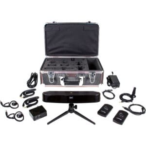 Conference camera kit with accessories and case.