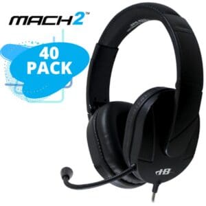 Black headset with microphone, 40 pack.