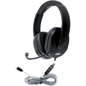 Black USB gaming headset with microphone.