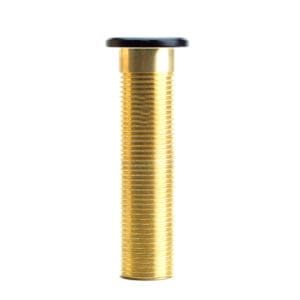 Gold threaded bolt with black top.