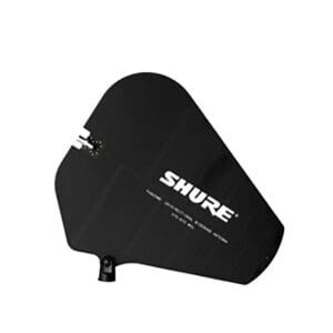Black Shure wireless microphone antenna.