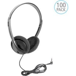 Black wired headphones, 100 pack available.