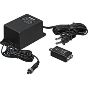 Power adapter with cables and connectors.