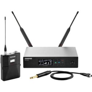 Wireless microphone receiver and transmitter set.