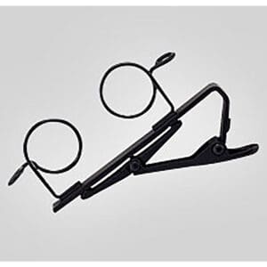 Black wire eyeglass holder clip.