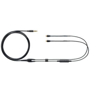 Black audio cable with gold connectors.