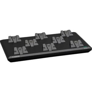 Charging station with multiple slots, black base.