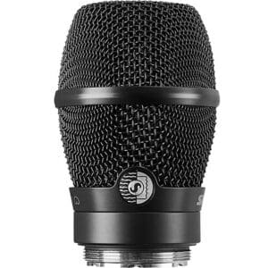 Black microphone head with mesh grille.