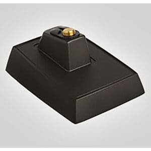 Black rectangular base with brass knob.