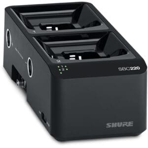 Dual-slot Shure SBC220 battery charger.